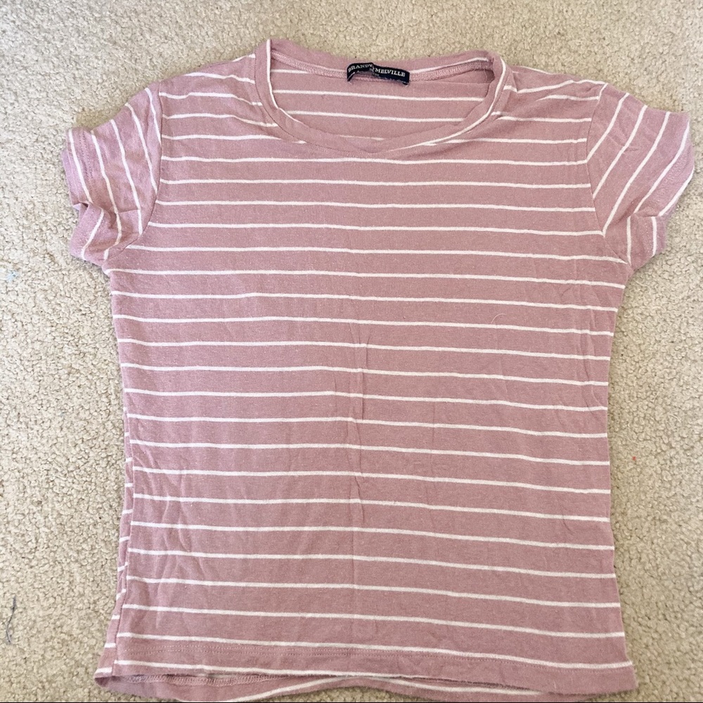 Brandy Melville Baby Tee *RARE* Pink & White
